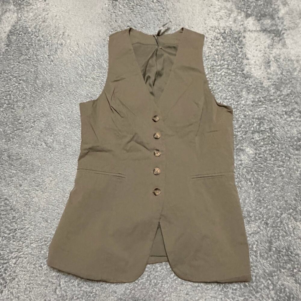 Anthropologie Vest Top Womens Small Suiting Preppy Classic Career Brown Green